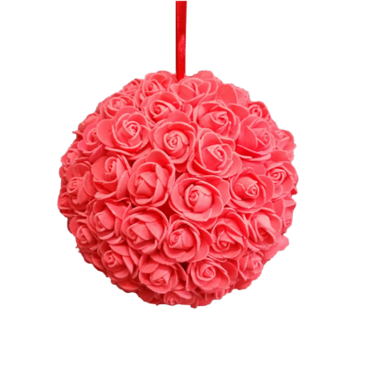 Location boule de fleurs rouge D20cm
