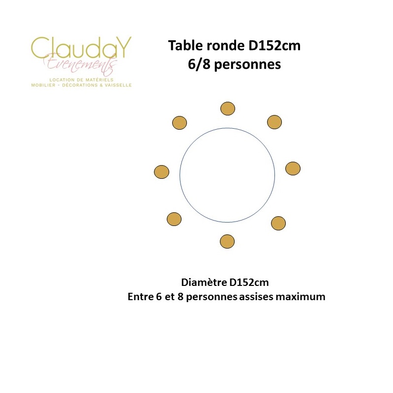 Location Table bois rustique ronde 6/8 personnes en Dordogne