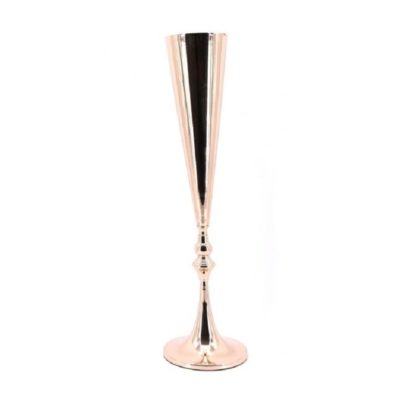 Location vase métal flûte rose/gold H80cm