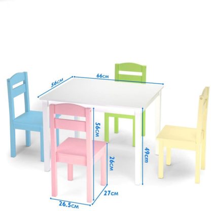 Location table pour enfants + 4 chaises de couleur