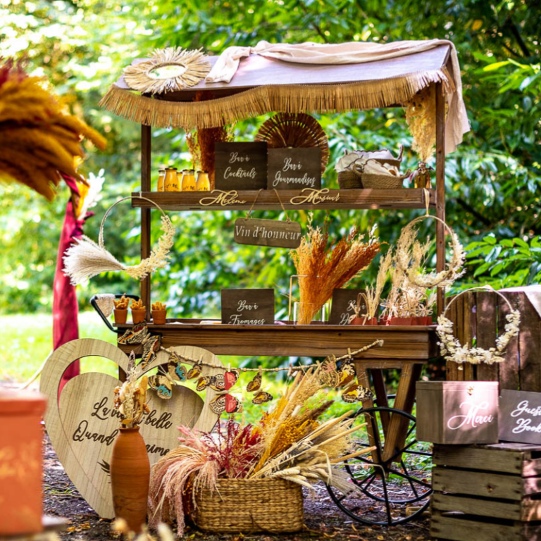 Grand Chariot à Bonbons Vintage En Fer - Déco Bohème Mariage Ou Jardin 140x208cm