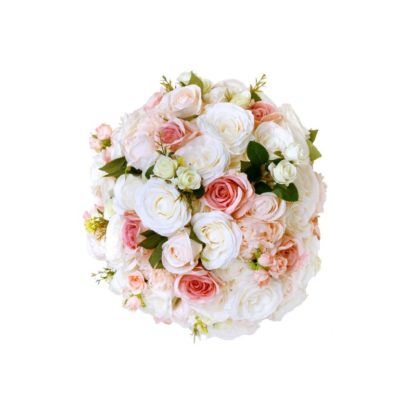 Location boule de fleurs Lovely Blanc et rose D60cm