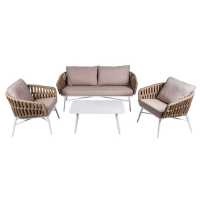 Salon lounge CHILLY Beige :  1 canapé 2 places + 2 fauteuils + 1 table basse