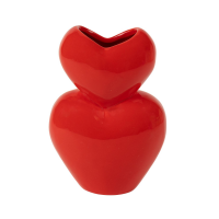 Vase Double Coeur rouge (12x17x6,7cm)