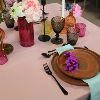 Nappe rectangle en tissus 300*180cm - VIEUX ROSE/ NUDE